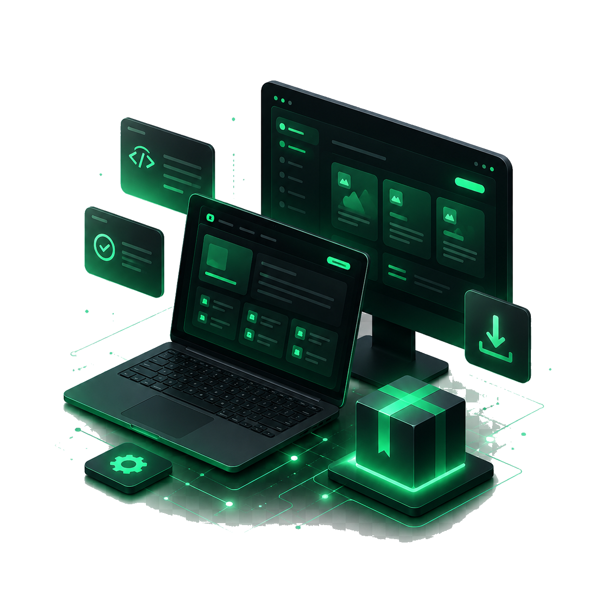 Mockup de um site profissional desenvolvido pela AXIS Systems exibido em um notebook